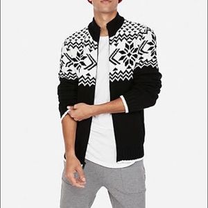 EXPRESS - MENS - Fair Isle Zip Front Cardigan -XXL